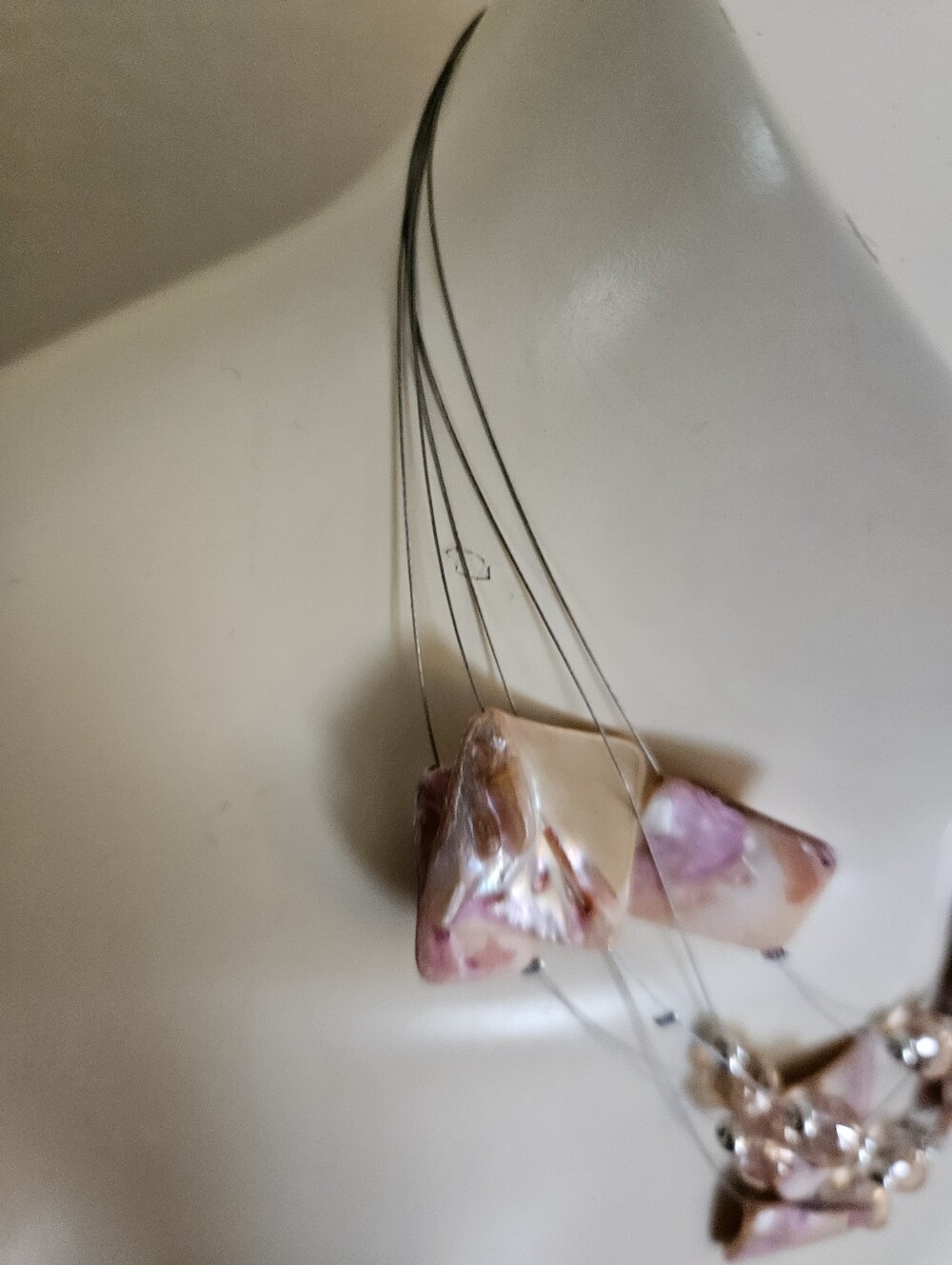 Multistrand Pink Shell Statement Necklace - Picture 8 of 12